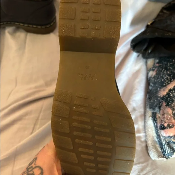 Zara Black Leather Ankle Boots with Silver Hardware - Picture 3 of 4